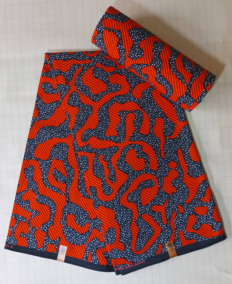 Orange Camouflage Ankara Fabric - 100% Cotton Wax